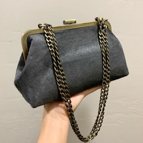 Handmade Real Hair-on-horsehide Push-lock Clutch/Shoulder/Crossbody/Evening Bag - Picture 1 of 16